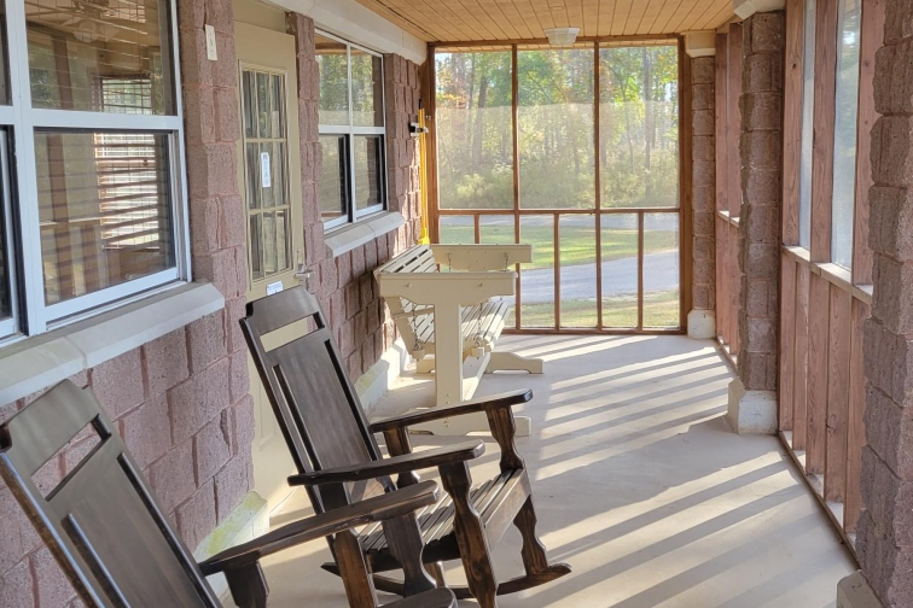 Porch at a Jimmie Davis State Park cabin